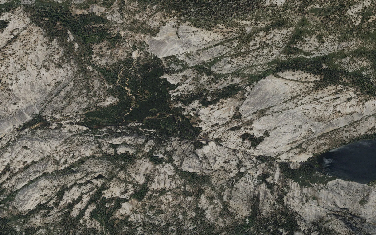 Aerial view centered on Echo Valley camp area