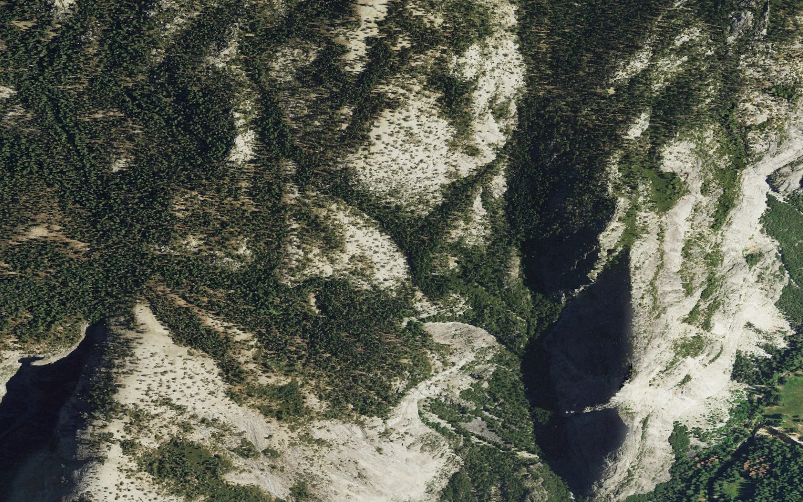 Aerial view centered on El Capitan camp area