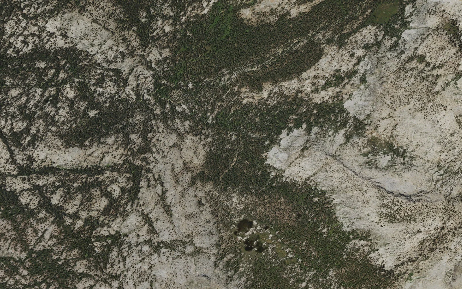 Aerial view centered on Fernandez Pass camp area