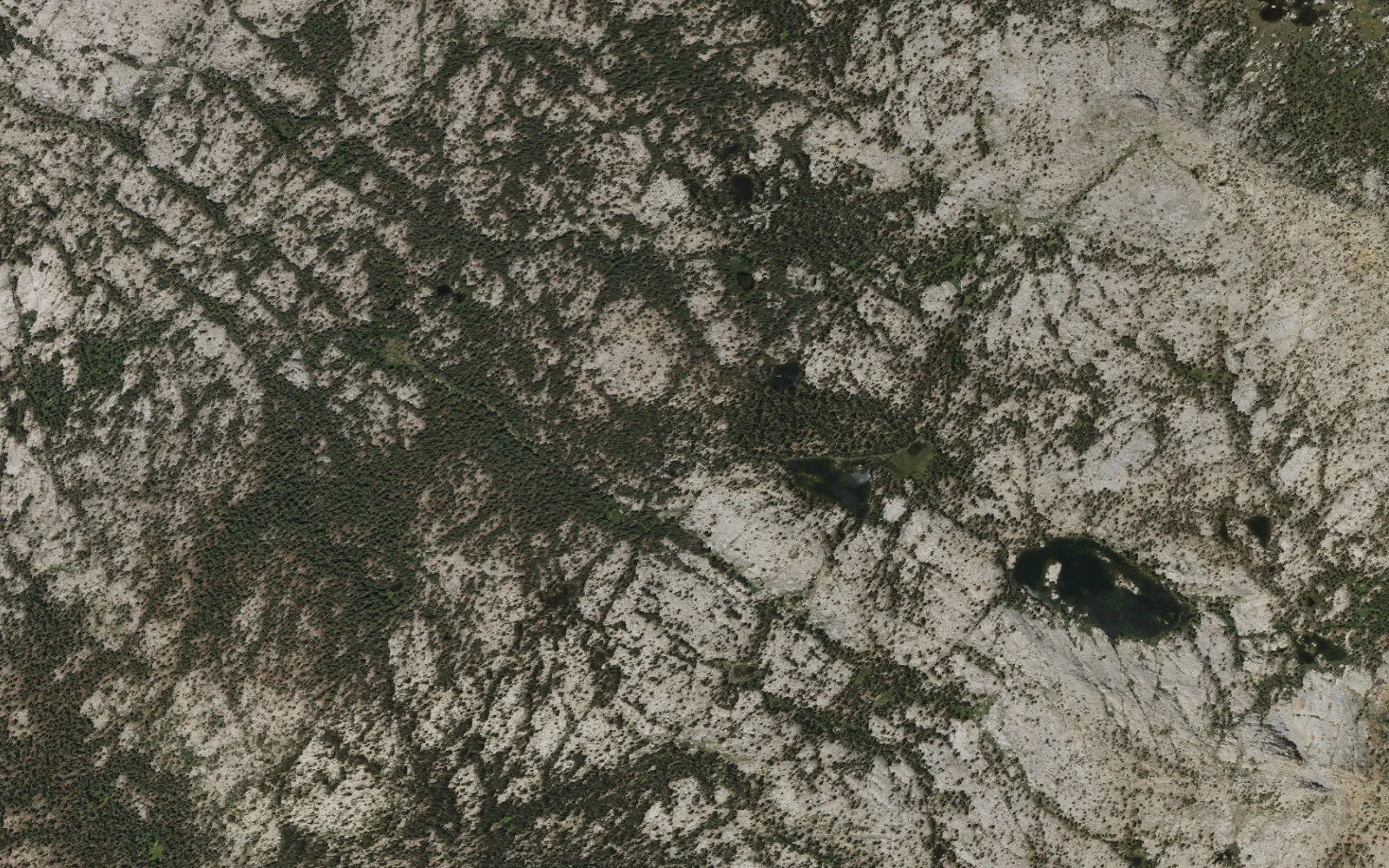 Aerial view centered on Lower Chain Lake camp area
