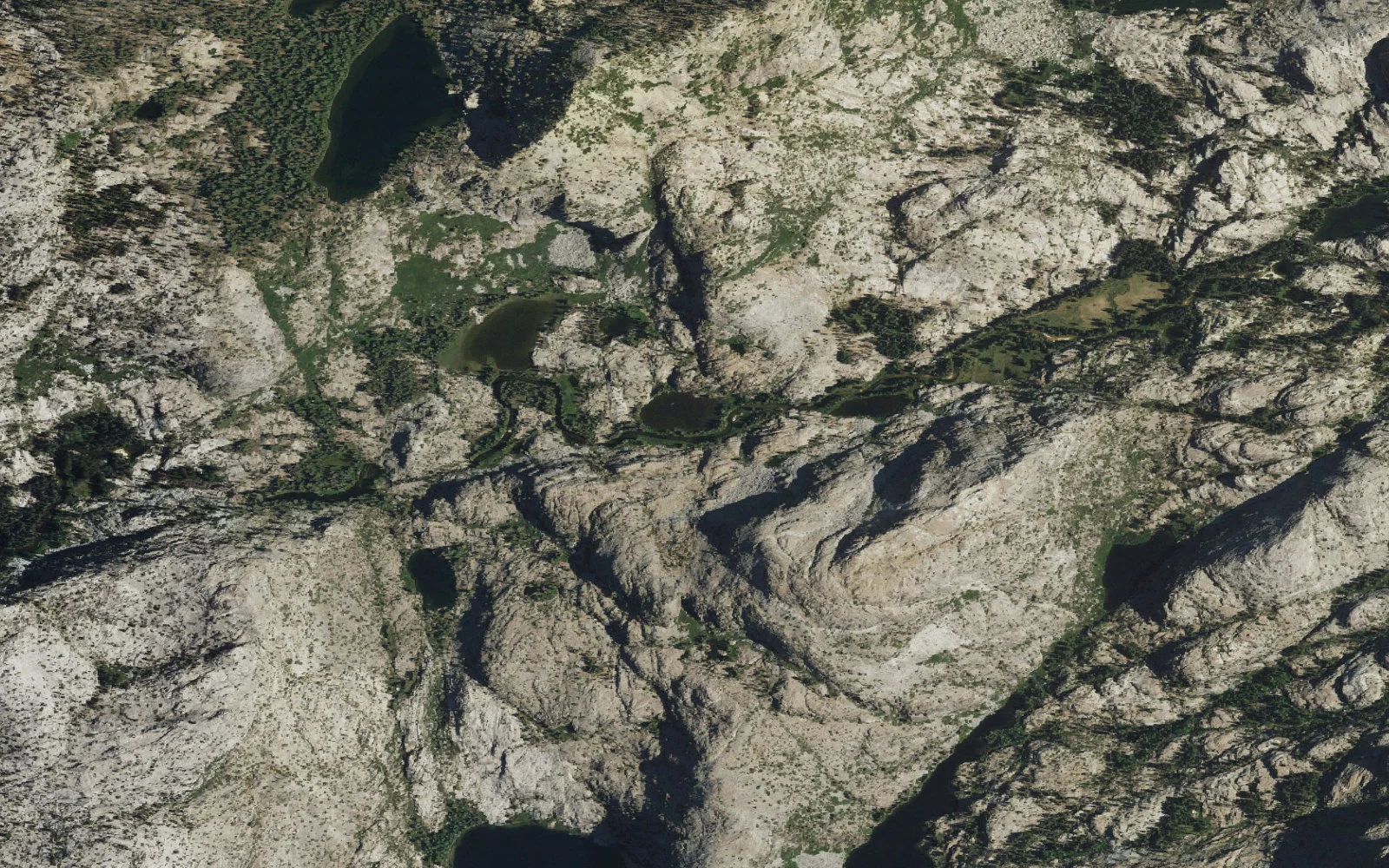 Aerial view centered on Lower Jack Main Canyon camp area