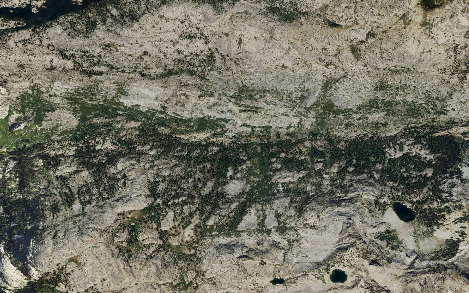 Aerial view centered on Lower Kerrick Canyon camp area