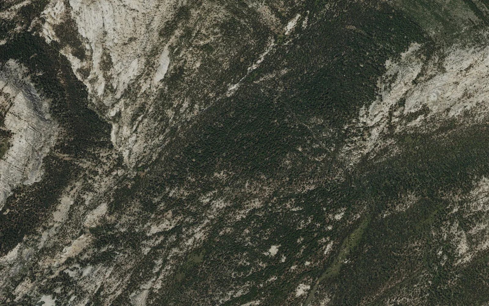 Aerial view centered on Lower Virginia Canyon camp area