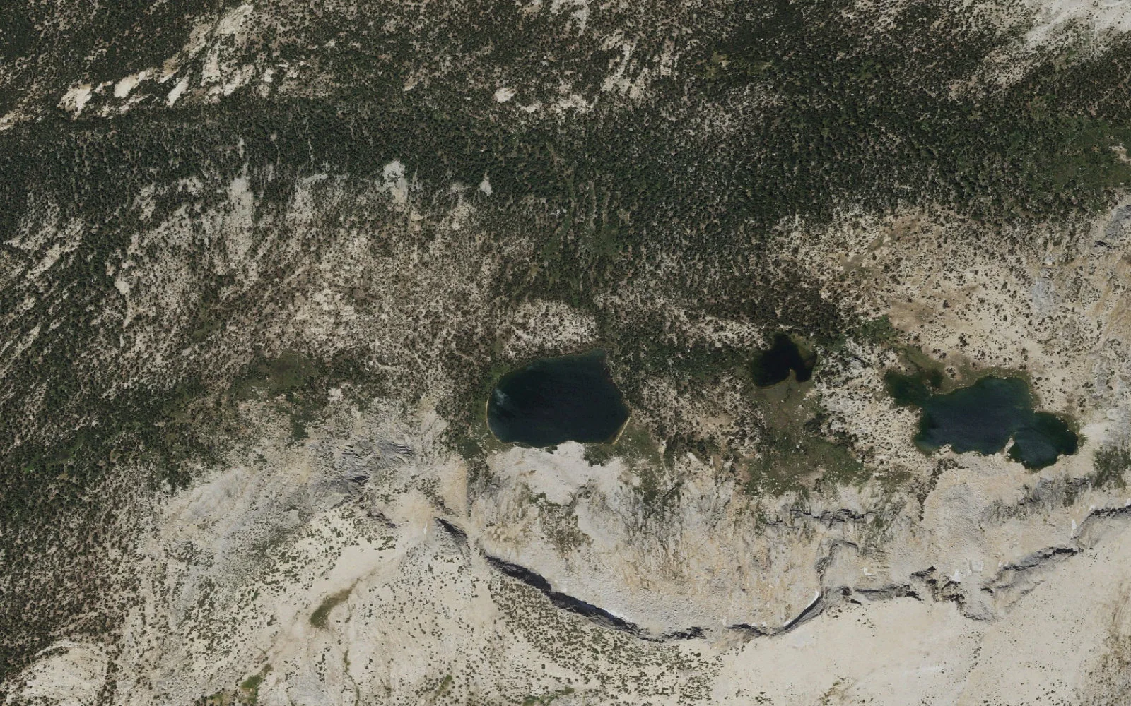 Aerial view centered on Lower Young Lake camp area