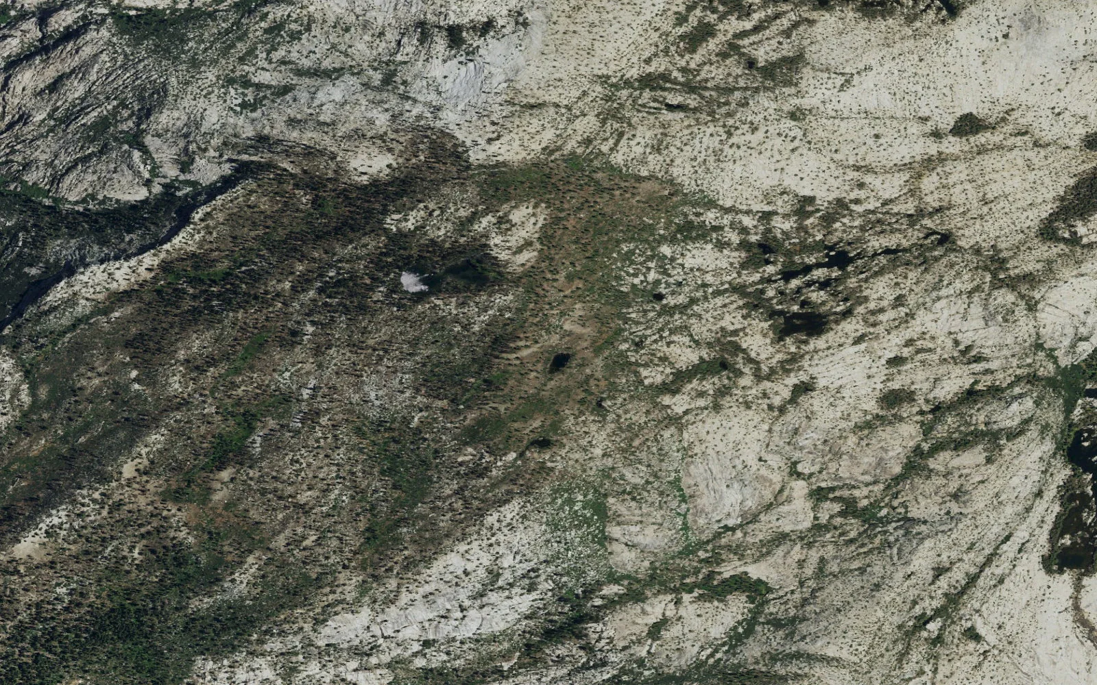 Aerial view centered on Many Island Lake camp area