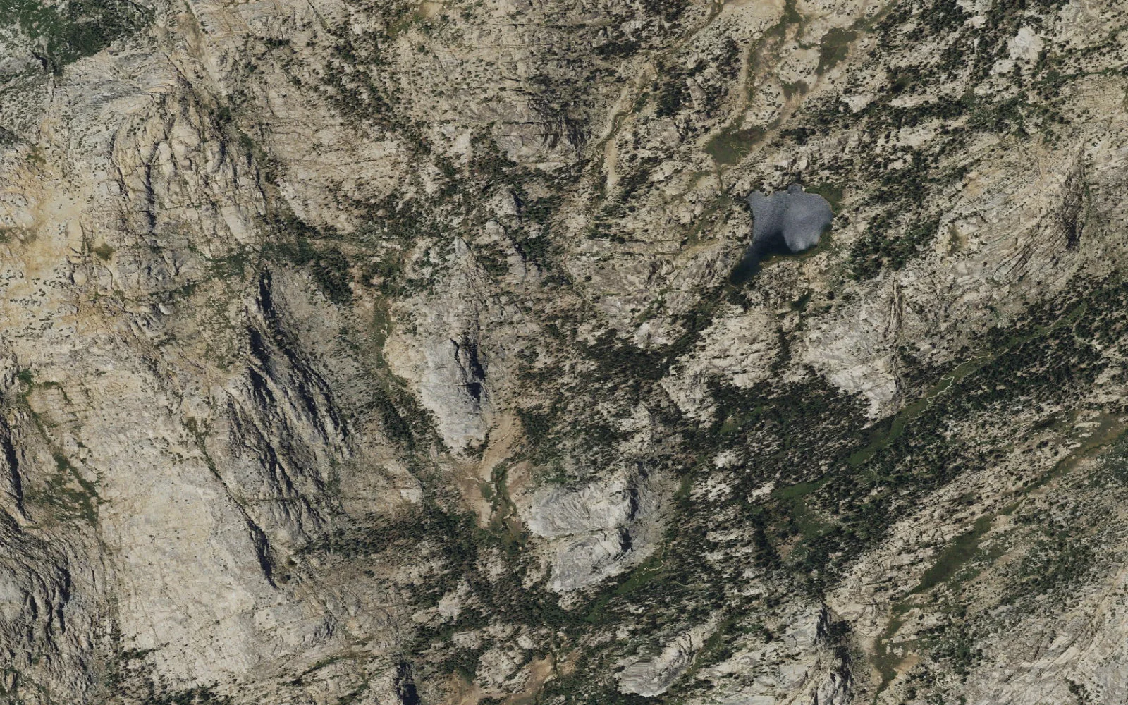 Aerial view centered on Middle Kerrick Canyon camp area