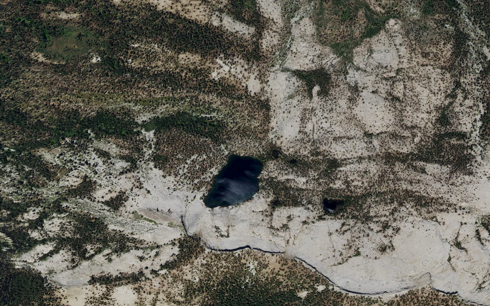 Aerial view centered on Ostrander Lake camp area