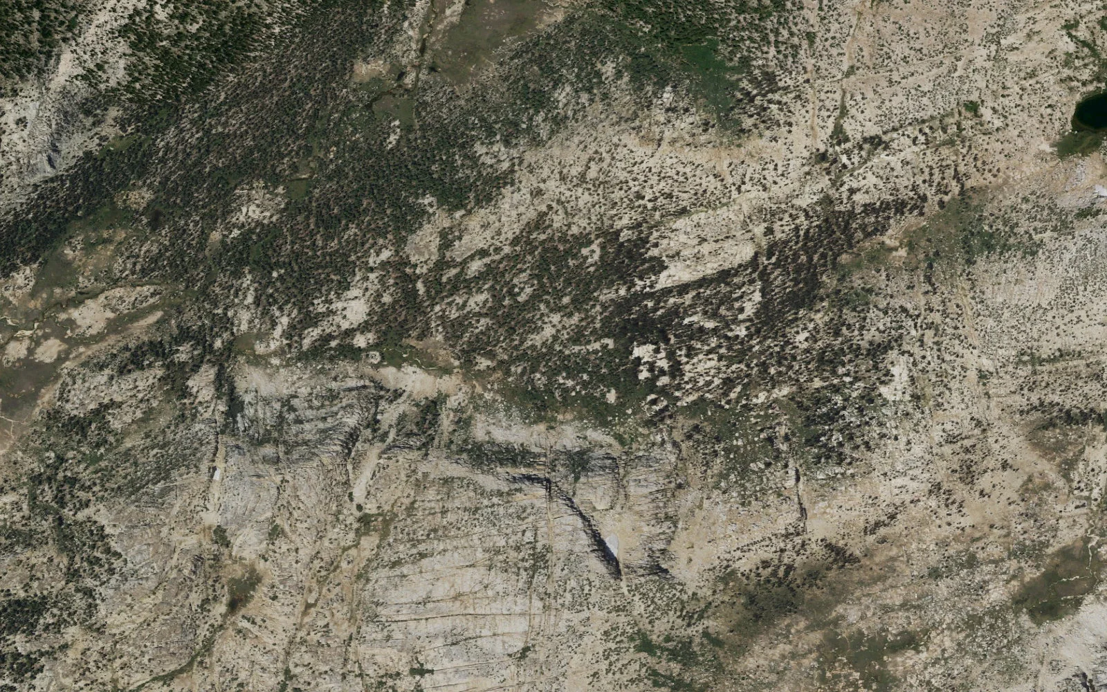 Aerial view centered on Rock Island Lake camp area