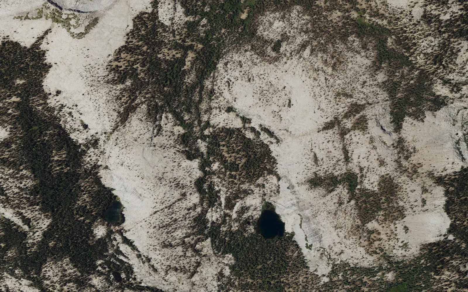 Aerial view centered on Royal Arch Lake camp area