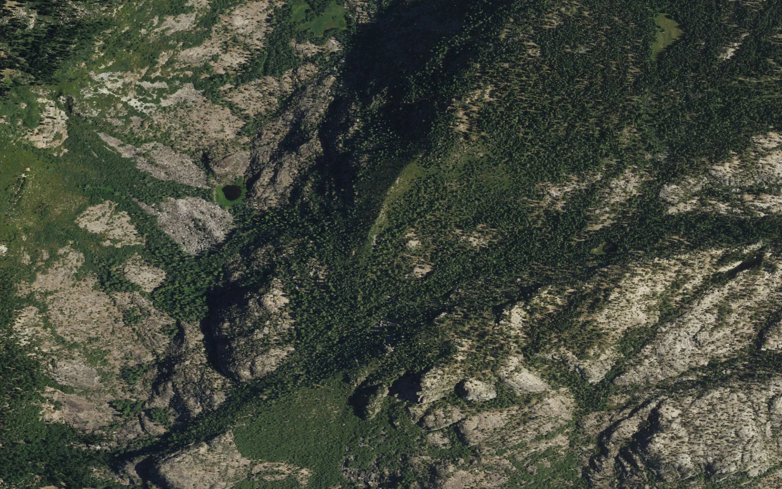 Aerial view centered on Tiltill Valley camp area