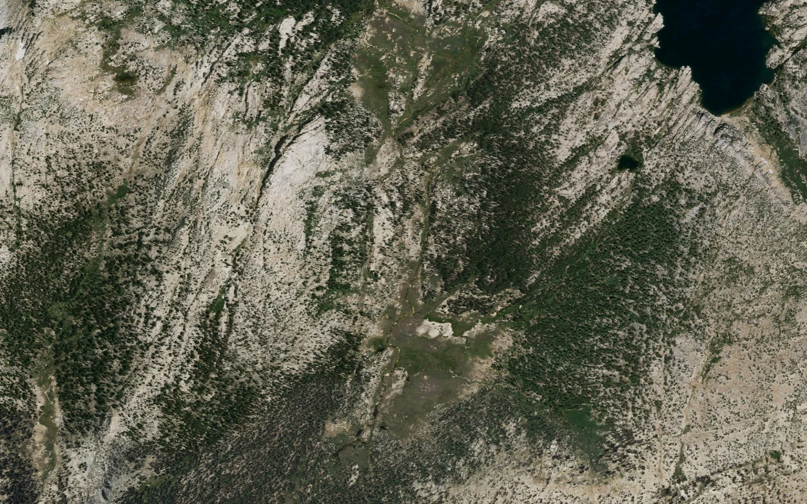 Aerial view centered on Upper Kerrick Canyon camp area