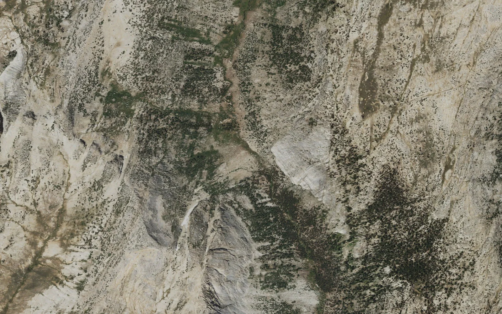 Aerial view centered on Upper Matterhorn Canyon camp area