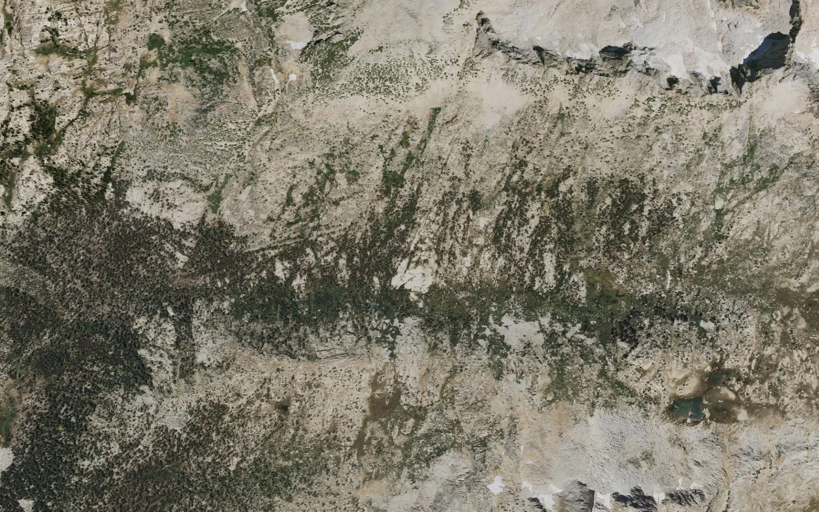 Aerial view centered on Upper Slide Canyon camp area