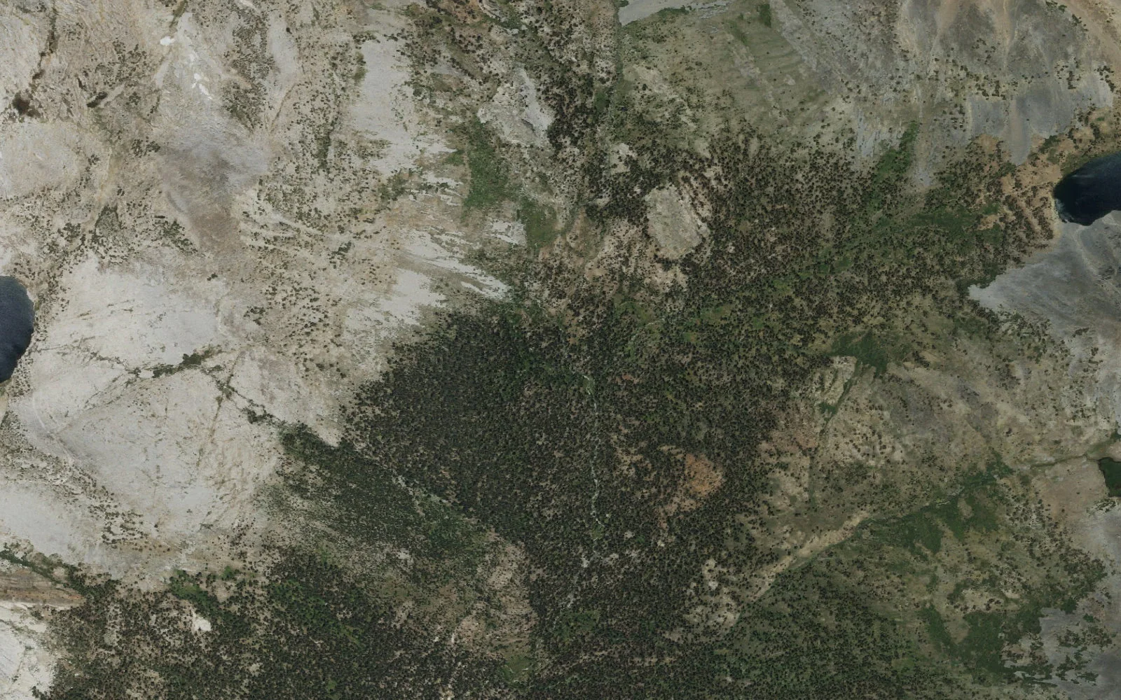 Aerial view centered on Upper Virginia Canyon camp area