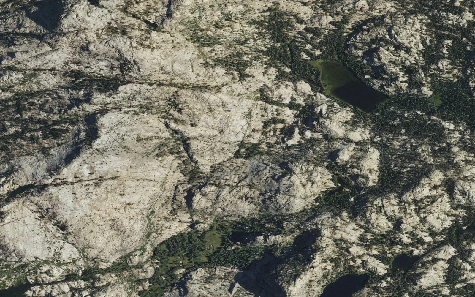 Aerial view centered on Wilma Lake camp area