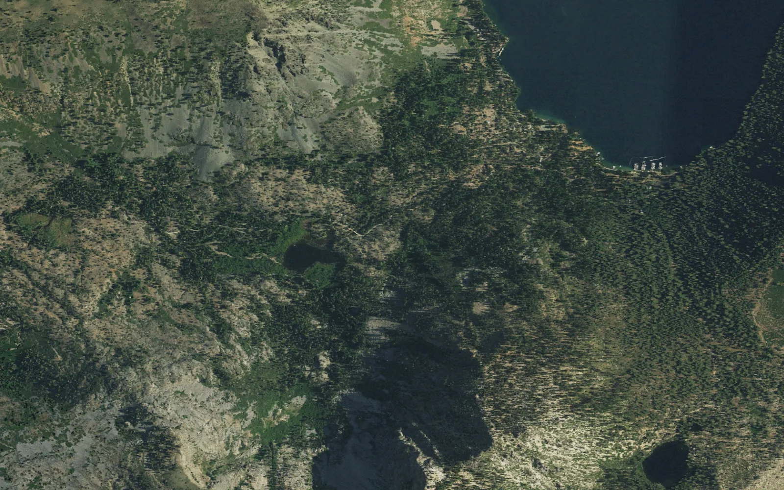 Aerial view centered on Glen Alpine Trailhead
