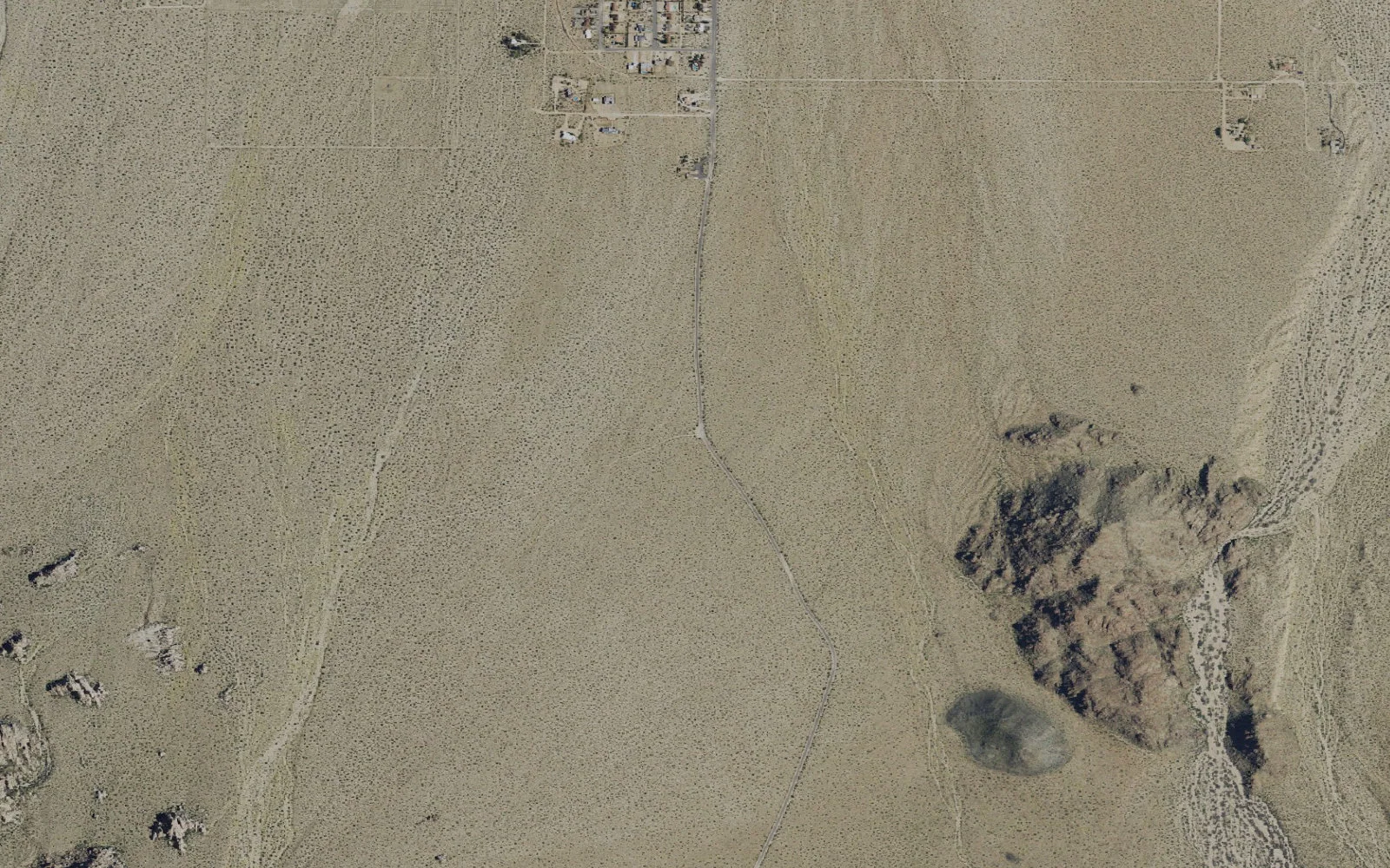 Aerial view centered on Indian Cove Backcountry Trailhead