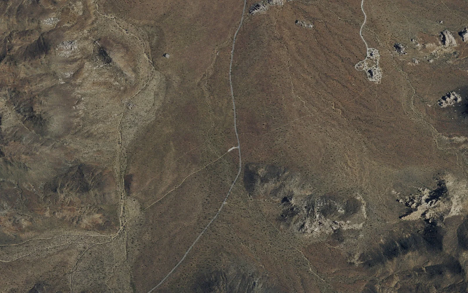 Aerial view centered on Juniper Flats Backcountry Trailhead