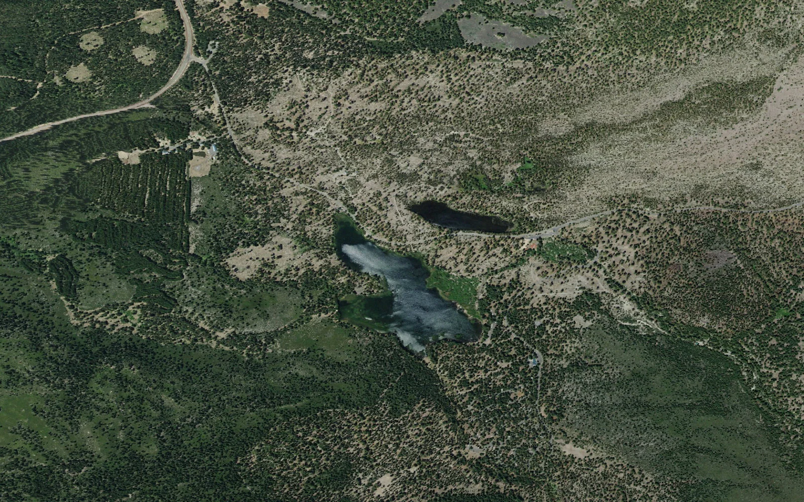 Aerial view centered on Manzanita Creek Trailhead