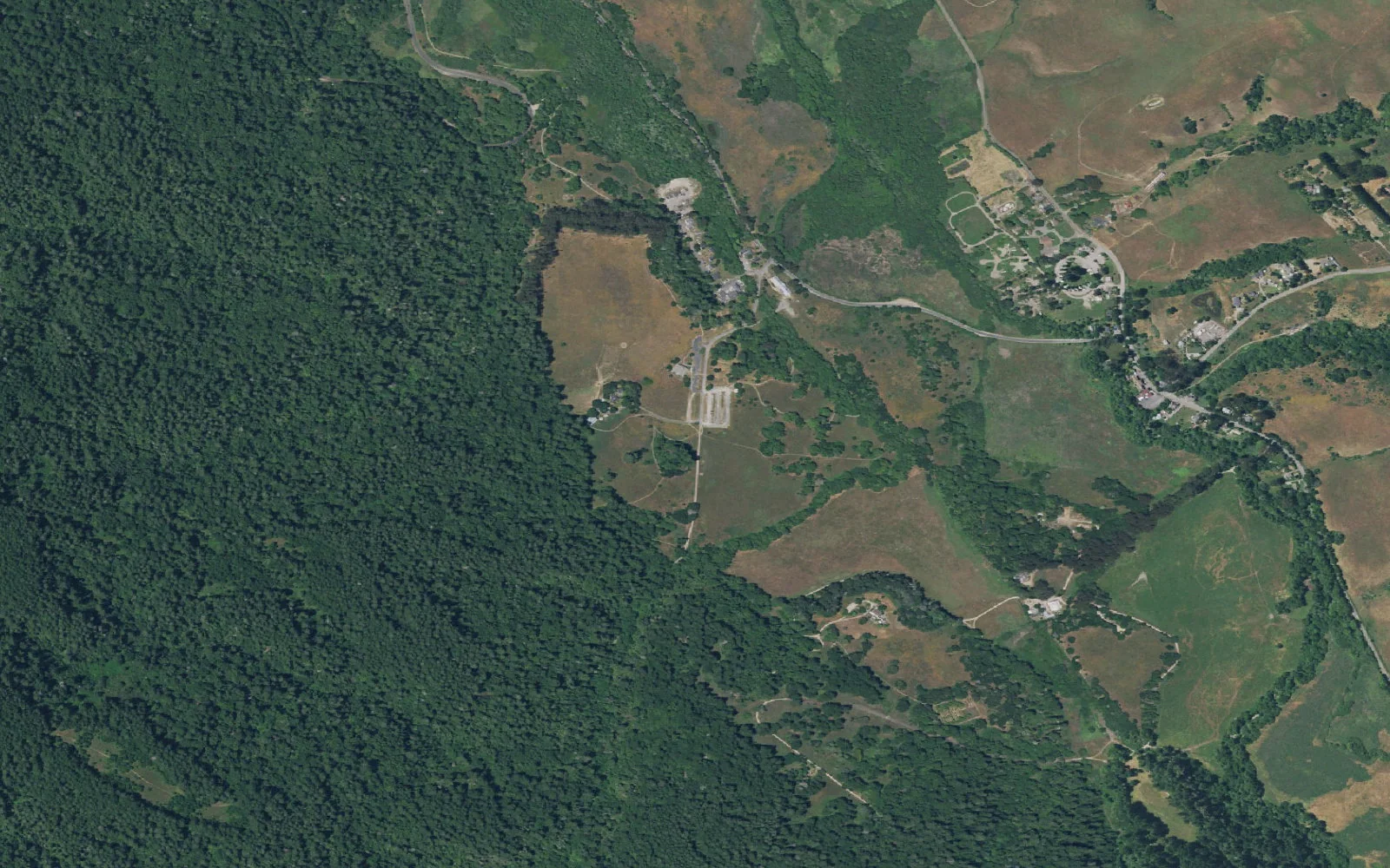 Aerial view centered on Bear Valley Trailhead