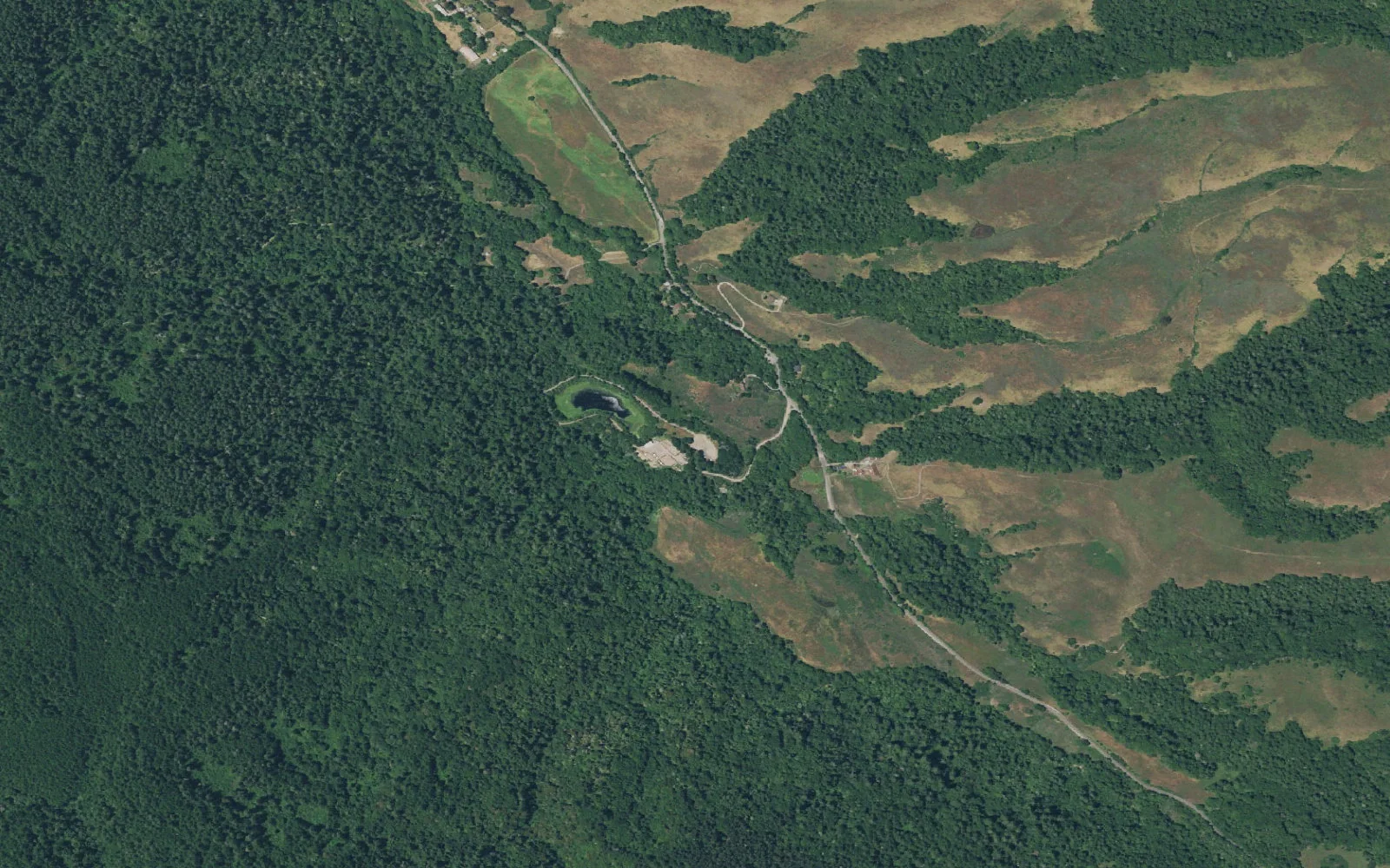 Aerial view centered on Five Brooks Trailhead