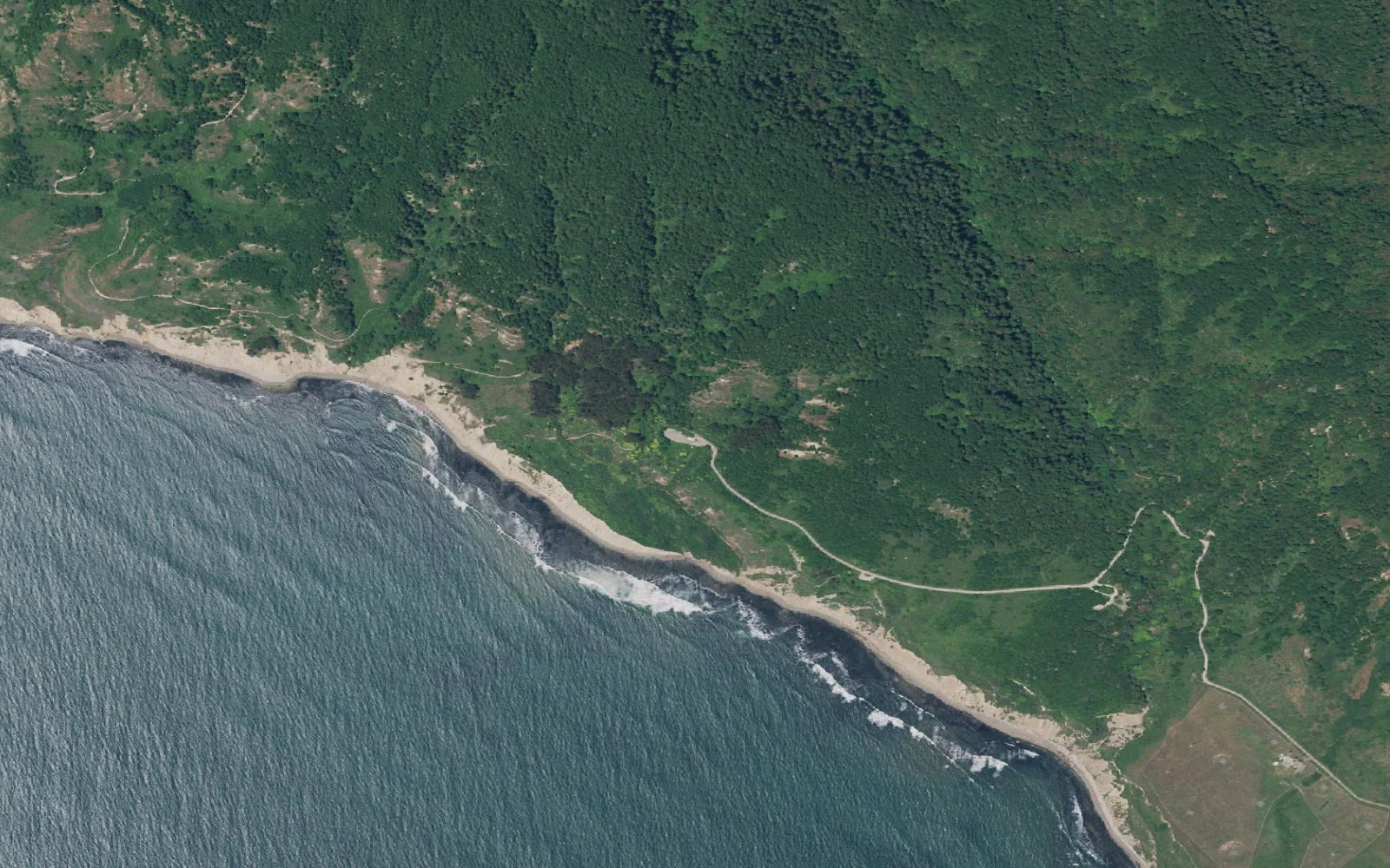 Aerial view centered on Palomarin Trailhead