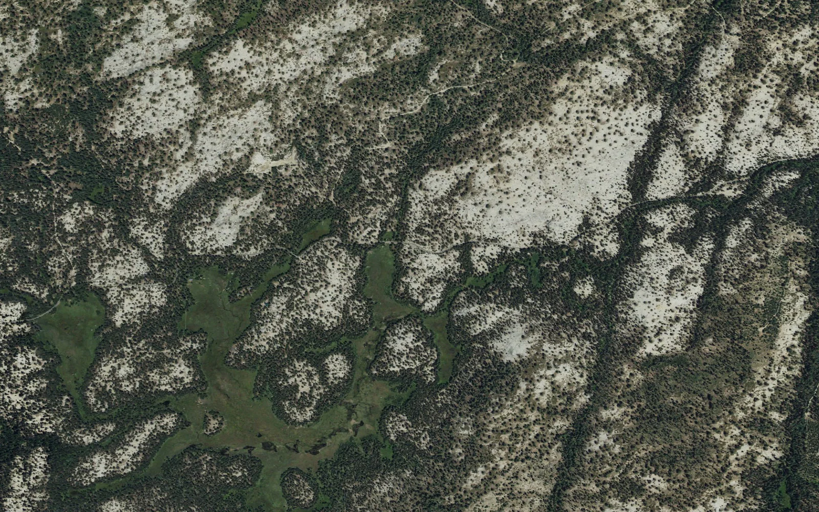 Aerial view centered on Big Meadows Trailhead