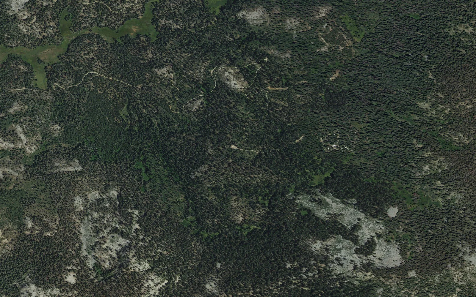 Aerial view centered on Marvin Pass Trailhead