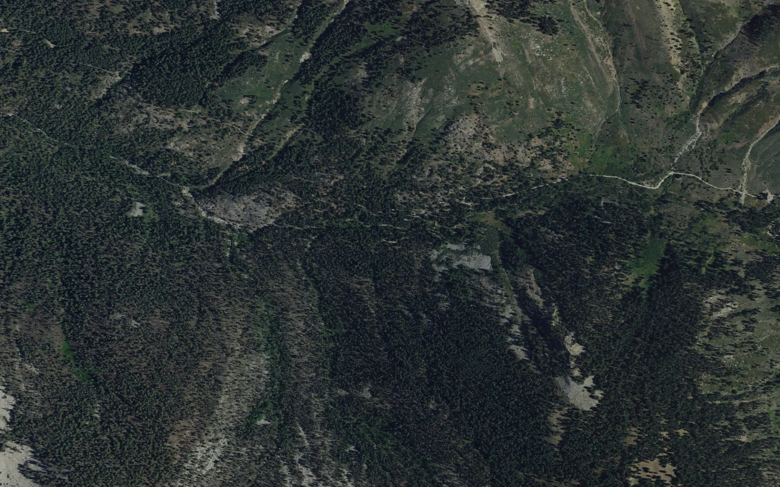 Aerial view centered on Tar Gap Trailhead