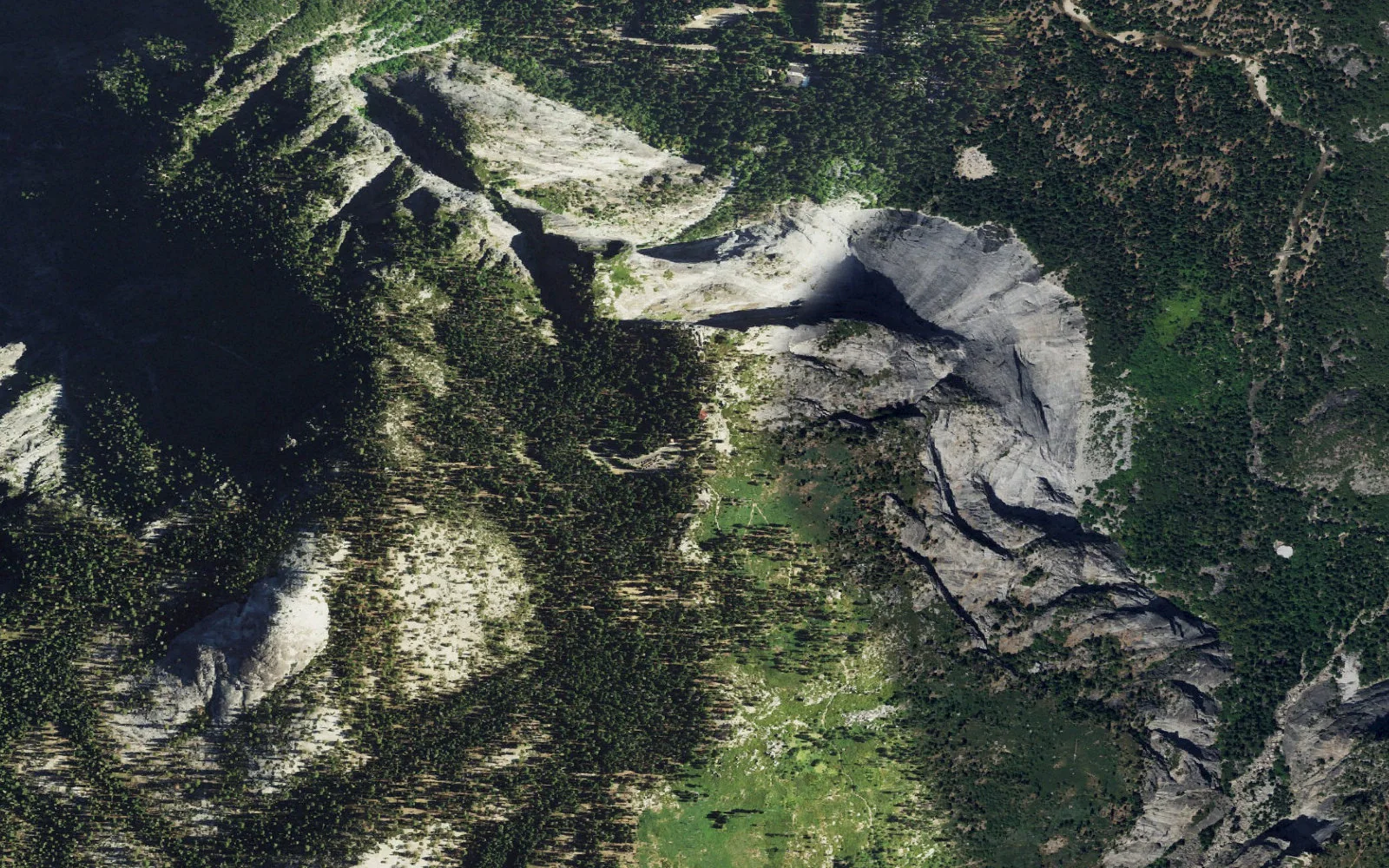 Aerial view centered on Glacier Point Trailhead