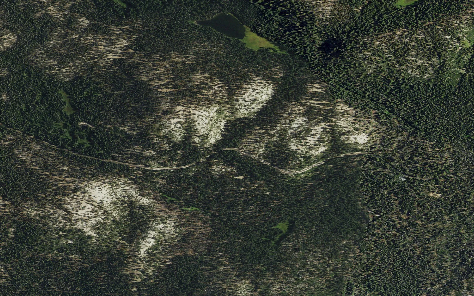Aerial view centered on Lukens Lake Trailhead