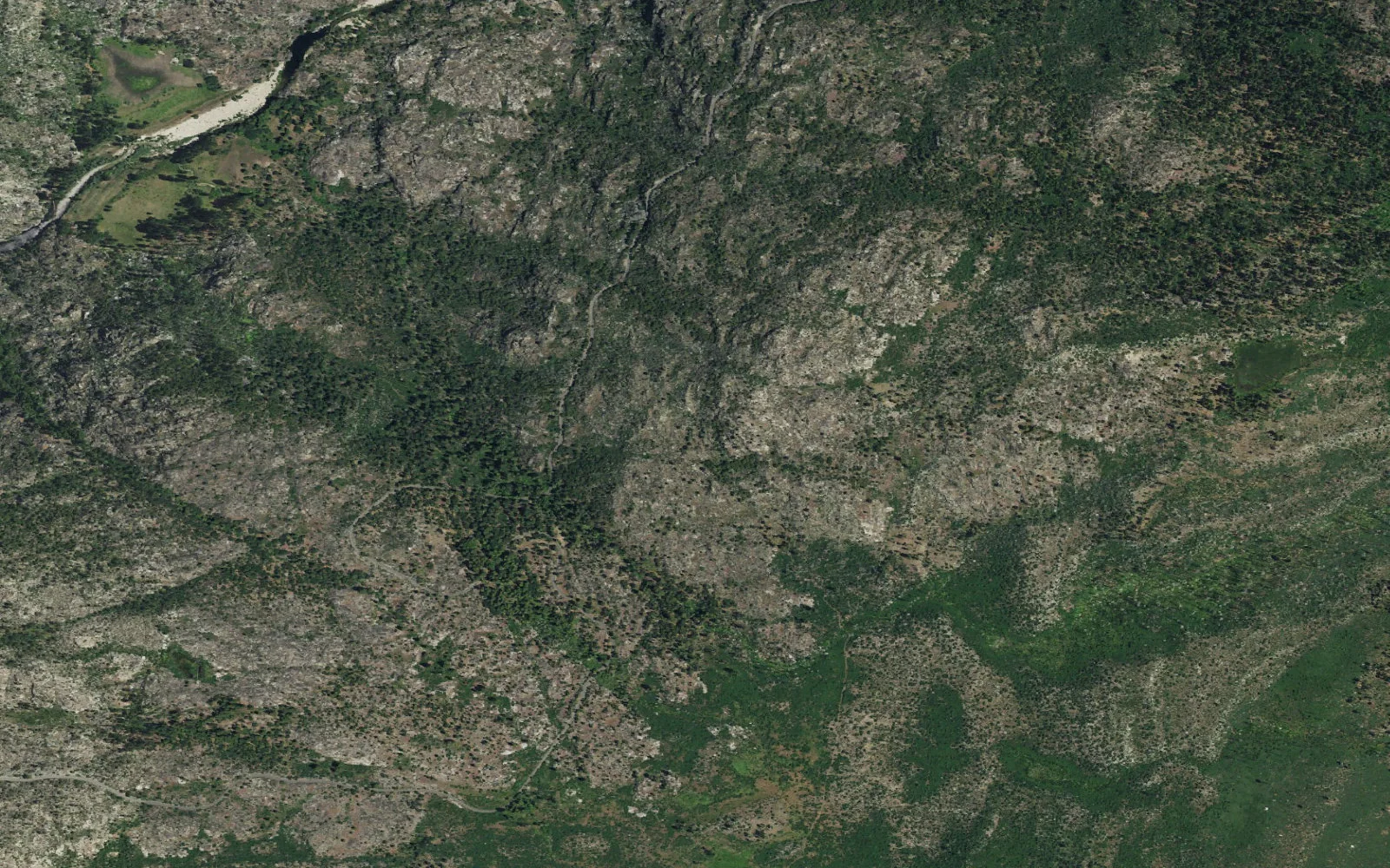 Aerial view centered on Poopenaut Valley Trailhead