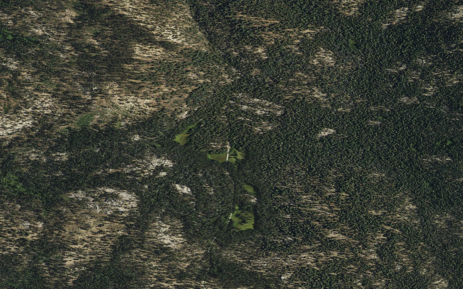 Aerial view centered on White Wolf Trailhead
