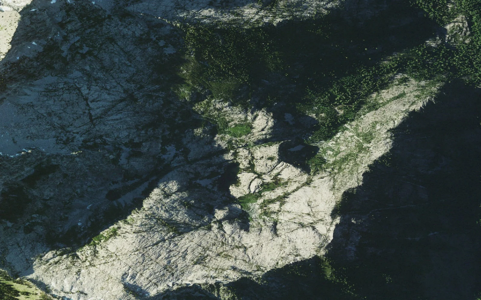 Aerial view centered on Boulder Creek Lakes camp area