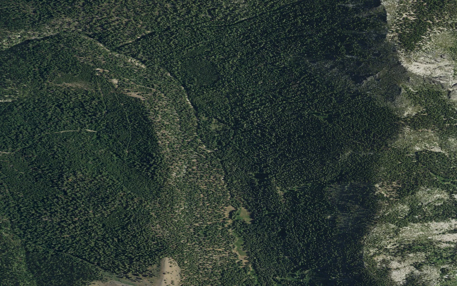 Aerial view centered on East Boulder Lake camp area