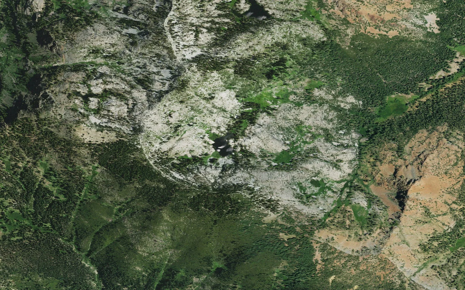 Aerial view centered on Horseshoe Lake camp area