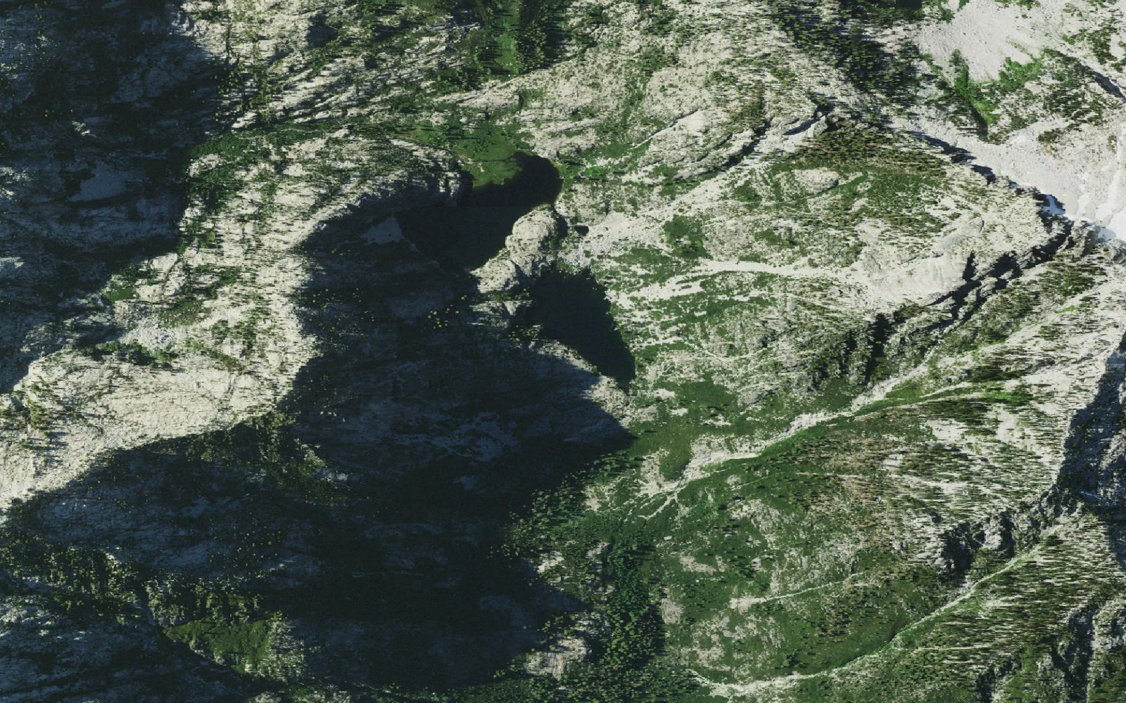 Aerial view centered on L Lake camp area