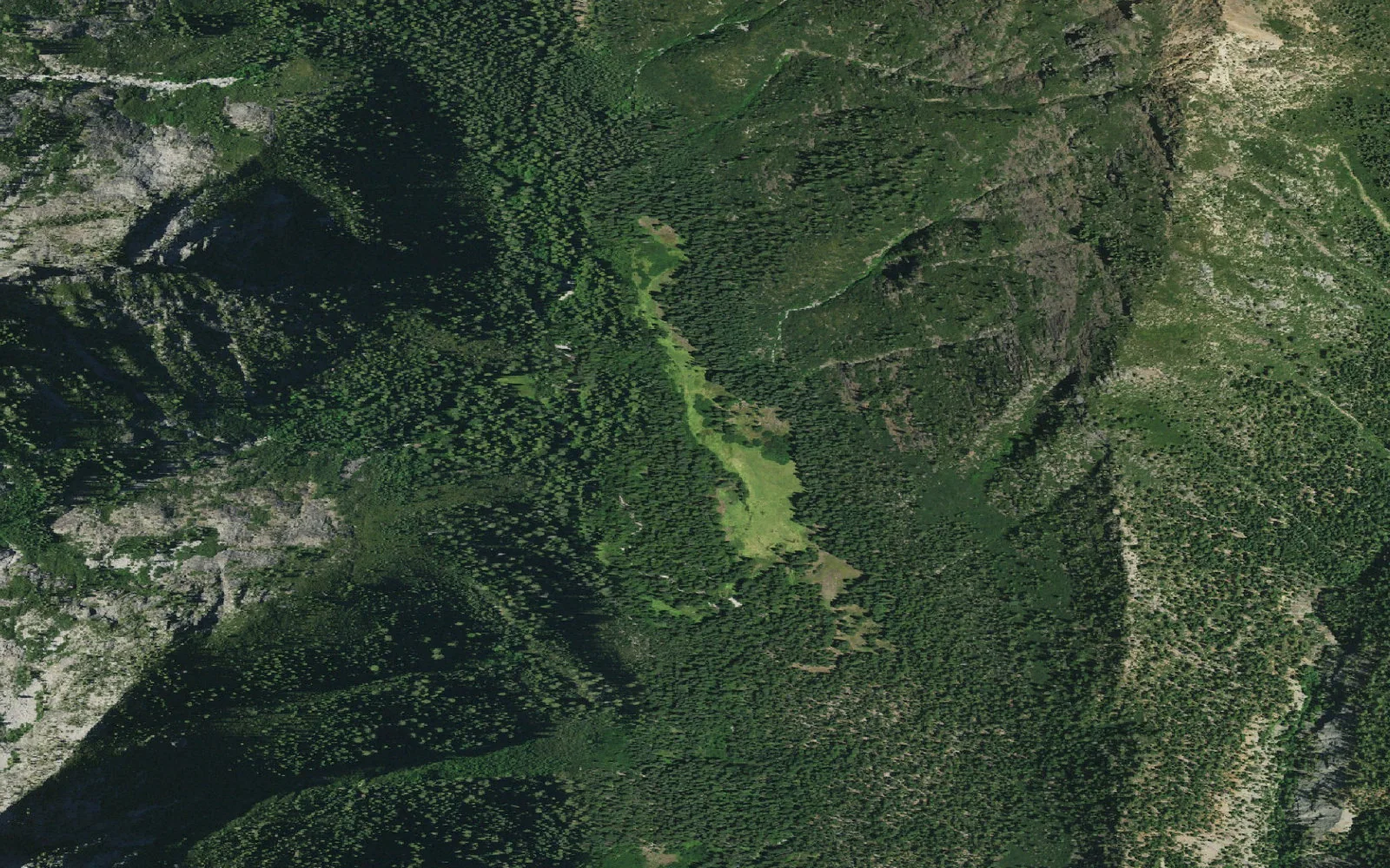 Aerial view centered on Morris Meadow camp area