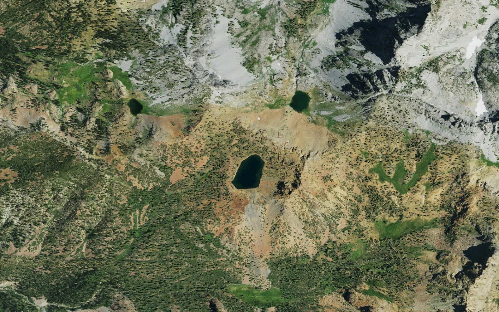 Aerial view centered on Summit Lake camp area