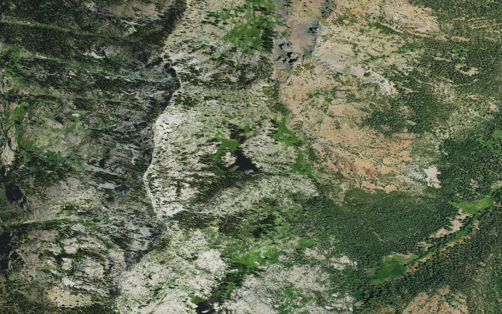 Aerial view centered on Ward Lake camp area