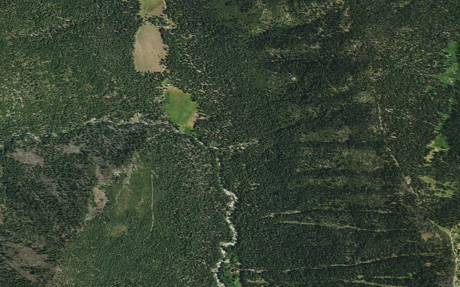 Aerial view centered on Big Flat Trailhead