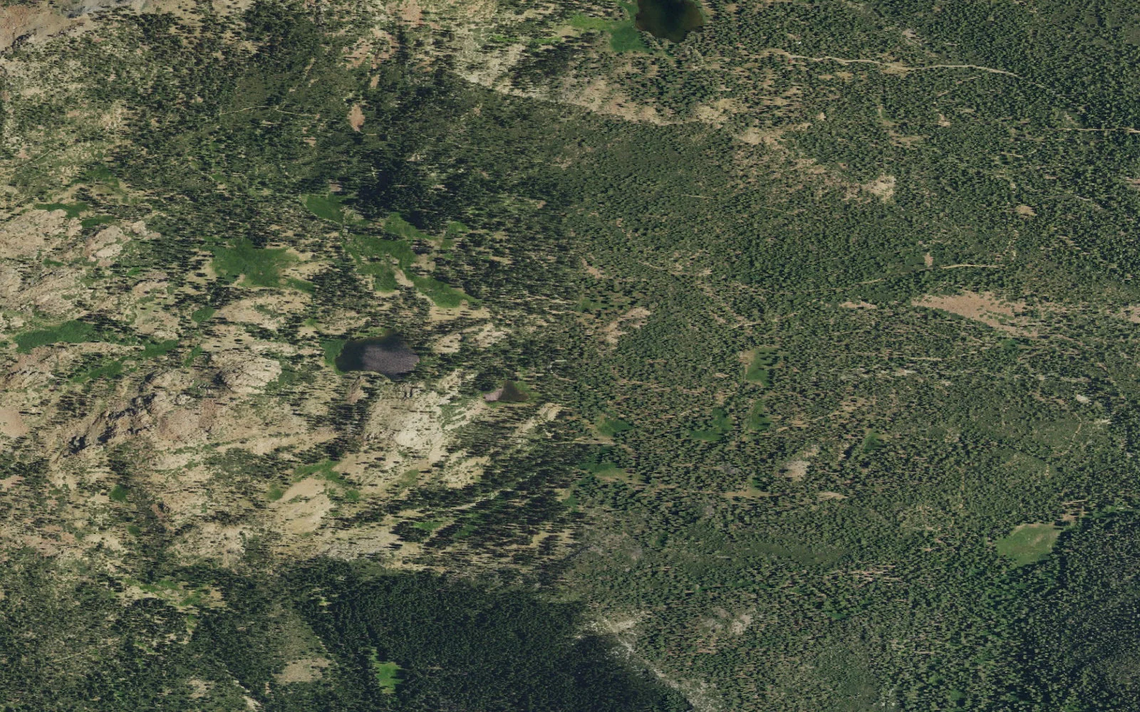 Aerial view centered on East Boulder Trailhead