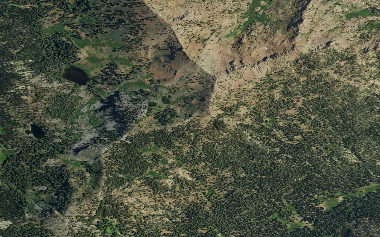 Aerial view centered on Middle Boulder Trailhead