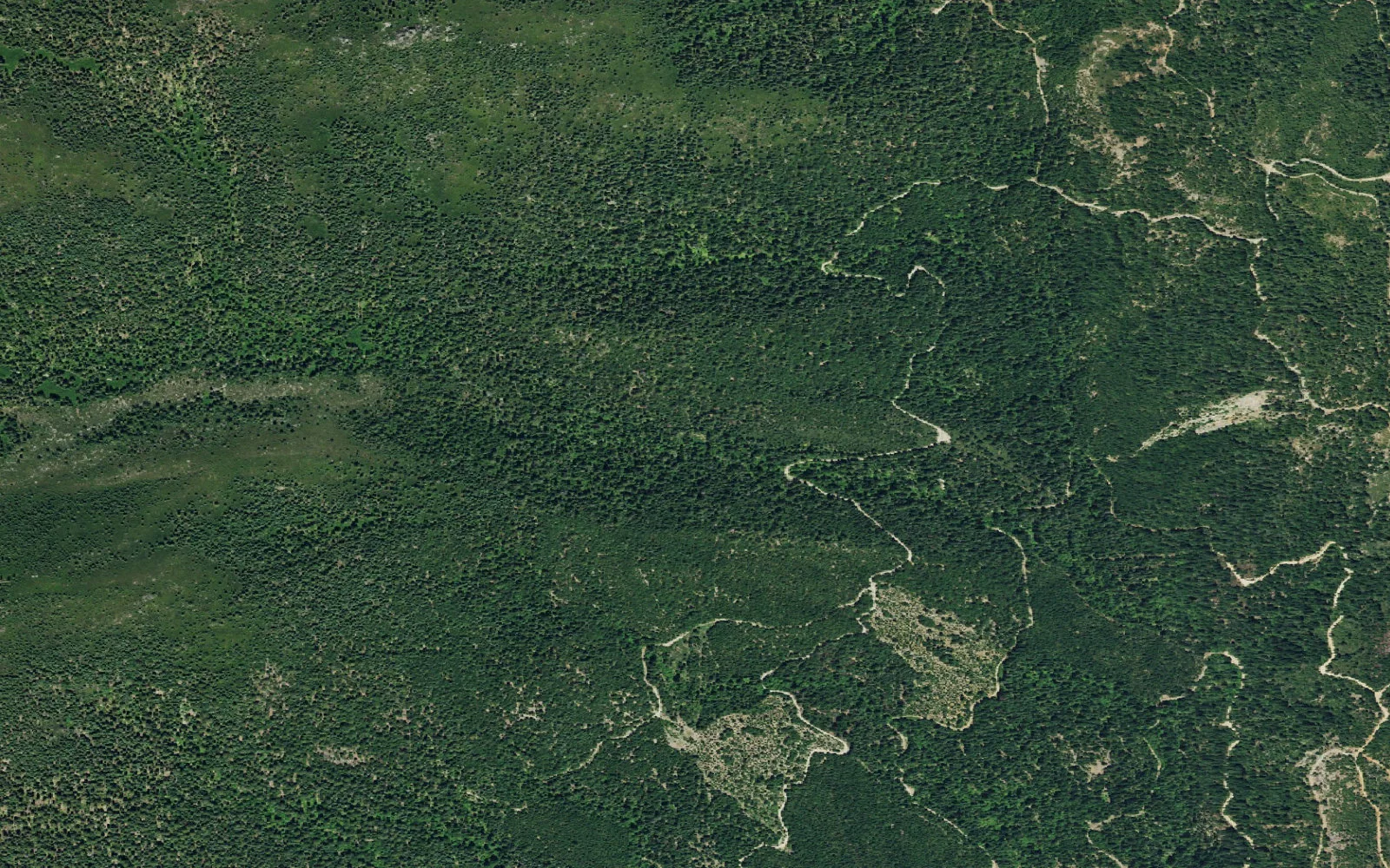 Aerial view centered on Poison Canyon Trailhead