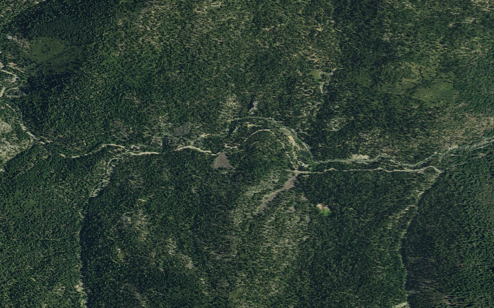 Aerial view centered on Union Creek Trailhead