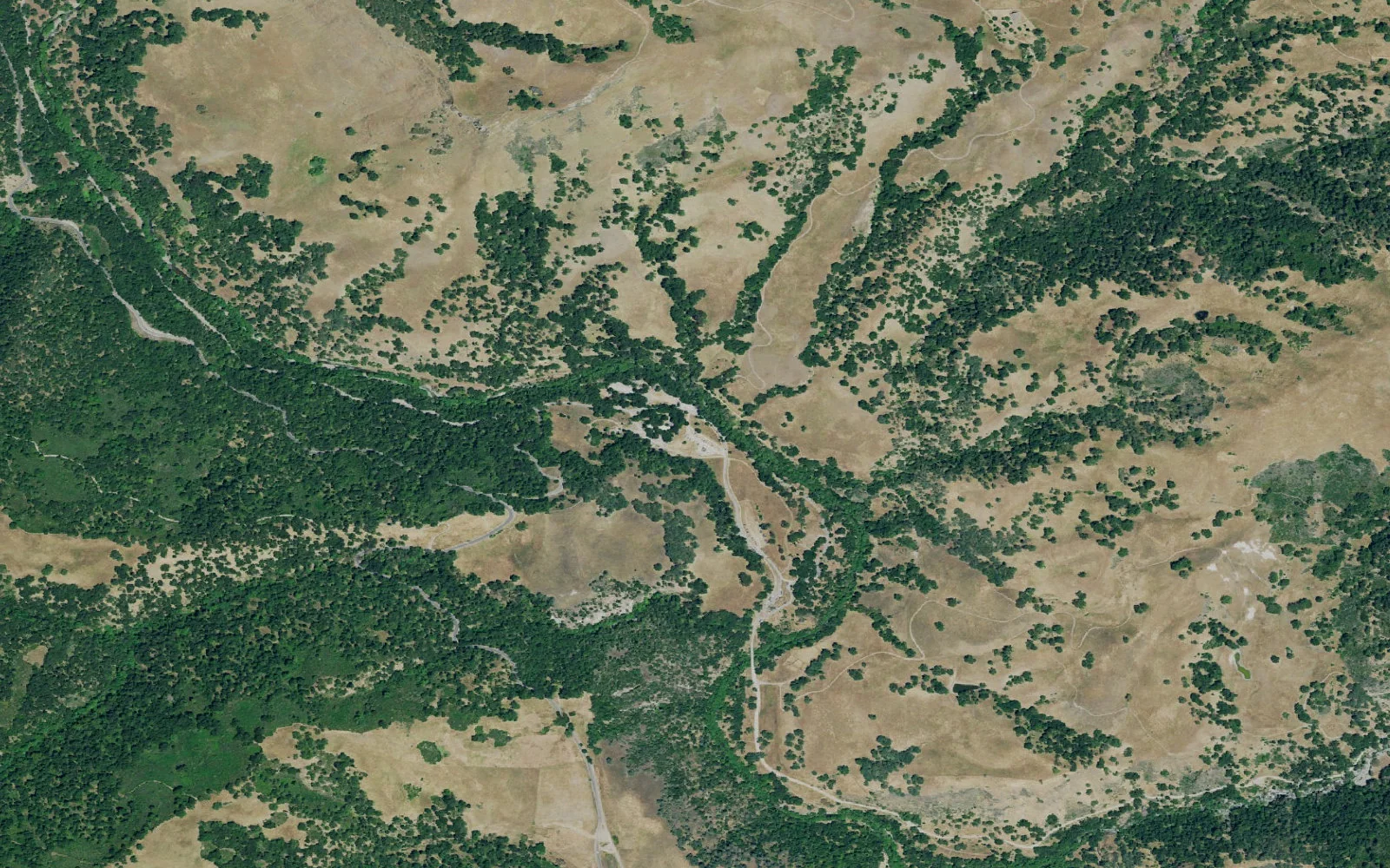 Aerial view centered on Sunol Visitor Center Trailhead
