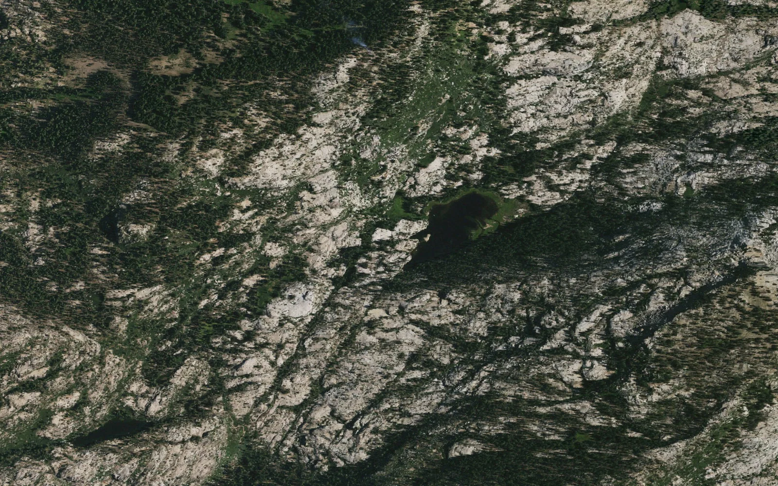 Aerial view centered on Bear Lake camp area