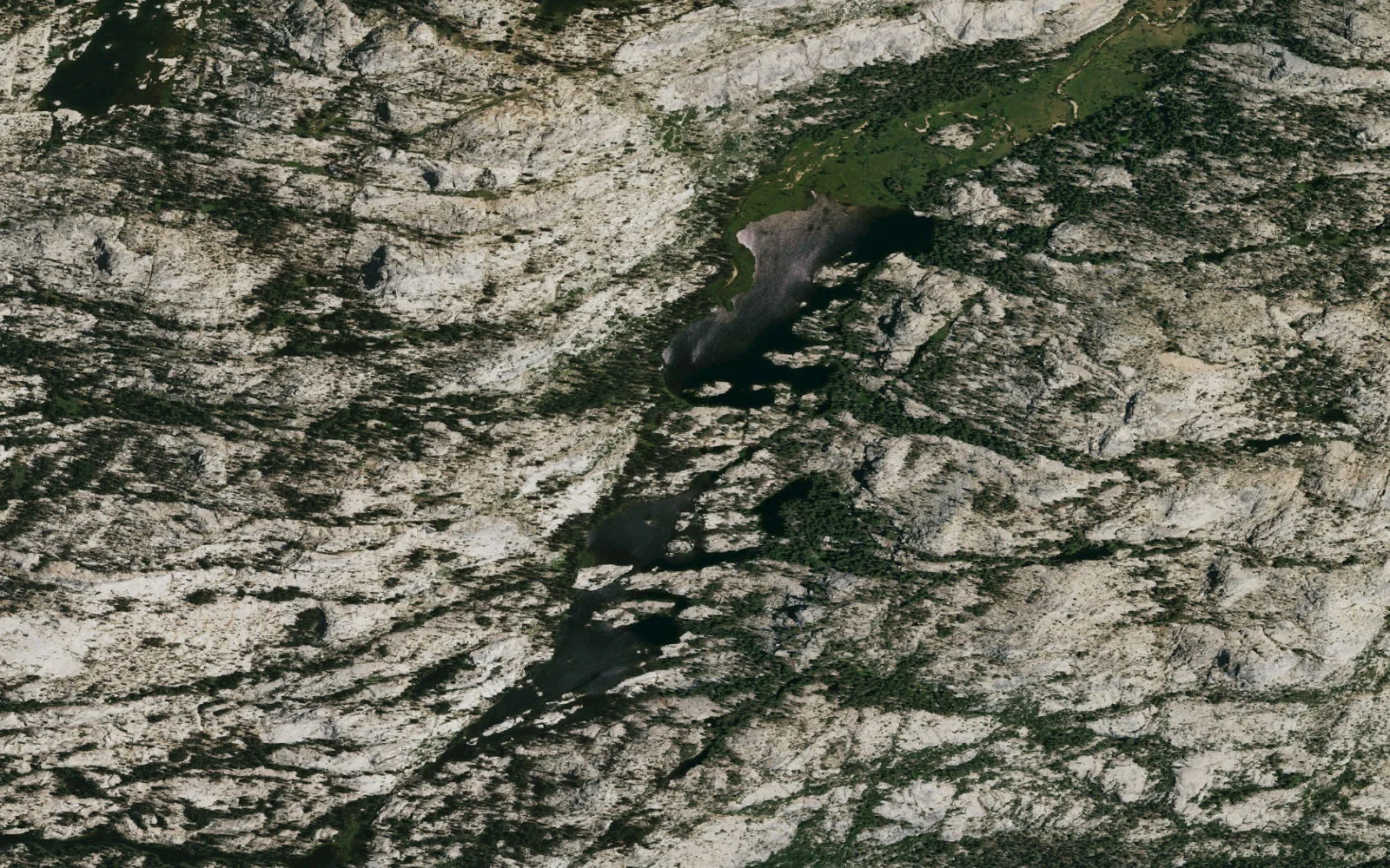 Aerial view centered on Buck Lakes camp area