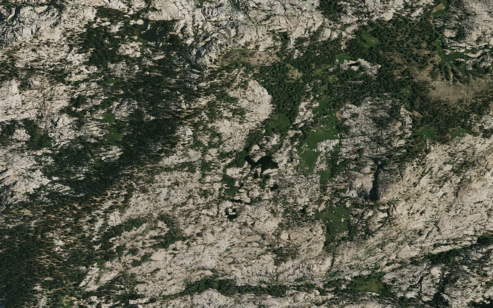 Aerial view centered on Chewing Gum Lake camp area