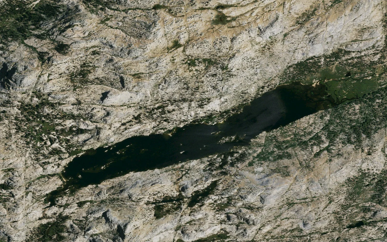 Aerial view centered on Emigrant Lake camp area